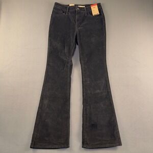 Levis 726 Flare Corduroy Pants Womens 29x32 High Rise Slim Charcoal Grey Black